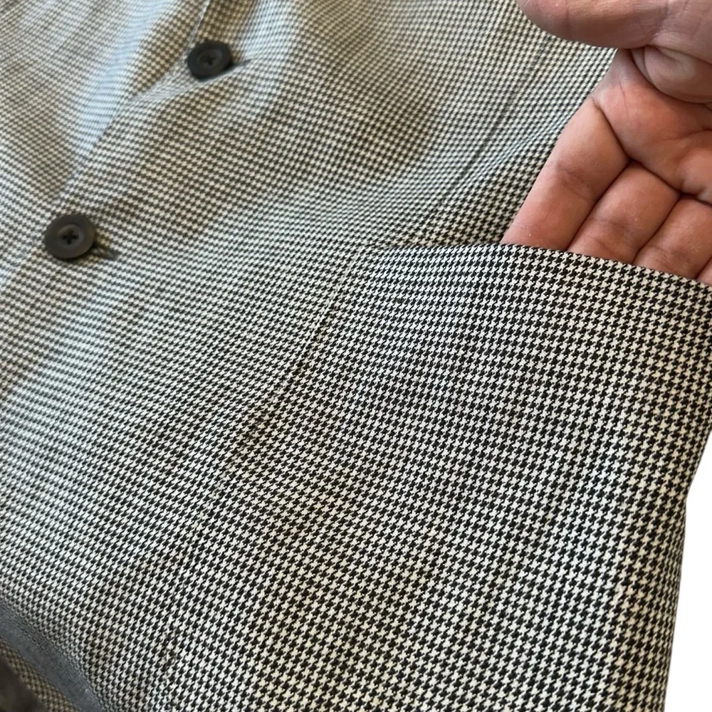 Reiss Cotton & Hemp Brown‎ Houndstooth Print Preppy Sports Coat Blazer, 42